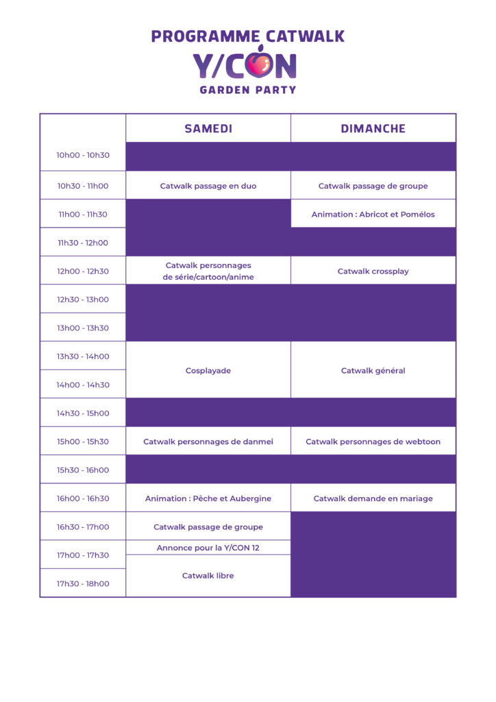 Programme catwalk YCON Garden PartyV2